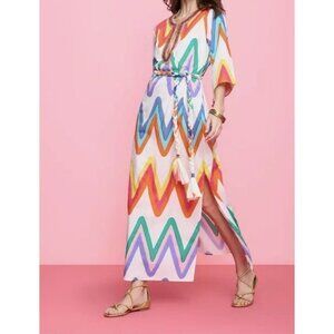 Bianca Dress MSRP $568.00 Chevron Multi White Size Medium
